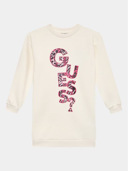 Guess Sukienka codzienna J3BK01 KAZQ2 Écru Regular Fit. Sukienki dziewczęce Guess, z aplikacjami, z syntetyku, bez ramiączek. Za 129.99 zł.
