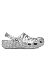 Crocs Klapki Cls Metallic Geometric Clog 210002 Srebrny. Szare klapki damskie Crocs, bez wzorów, z tworzywa sztucznego, bez obcasa. Za 179.99 zł.