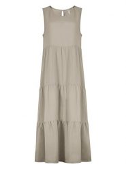 Sublevel Sukienka w kolorze szarobrązowym rozmiar: L. Brązowe sukienki damskie Sublevel, l, bez wzorów, z wiskozy, bez kołnierzyka, bez ramiączek, midi. Za 82.99 zł.