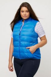 Damskie Hybrydowa golfowa kamizelka Powerstretch dwukierunkowy suwak stójka. Niebieskie kamizelki damskie Ulla Popken, plus size, z materiału. Za 349.99 zł.