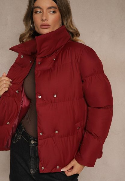 Bordowa Pikowana Kurtka na Napy Elriona. Czerwone kurtki damskie Renee, l, bez wzorów, bez kaptura. Za 114.99 zł.