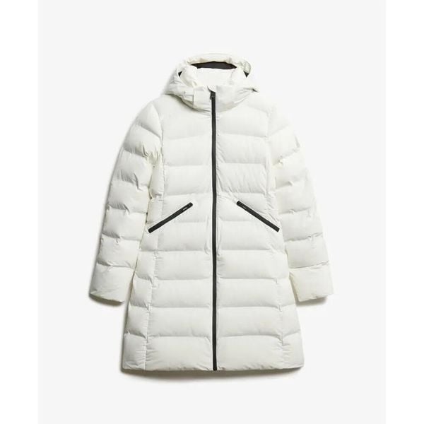 Damska kurtka puchowa Superdry. Białe kurtki damskie Superdry., na zimę, m, z aplikacjami, z materiału, bez kaptura. Za 705.00 zł.