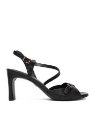 GINO ROSSI Sandały EO-GL15-986-1 Czarny. Czarne sandały damskie Gino Rossi, bez wzorów, ze skóry, bez obcasa, na słupku. Za 379.99 zł.