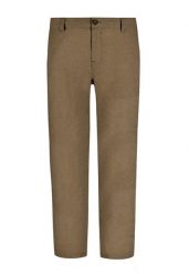 Lniane spodnie chinosy, Comfort Fit, R-LINN. Brązowe spodnie materiałowe męskie Volcano, bez wzorów, z bawełny. Za 179.99 zł.