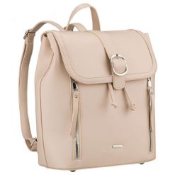 Beżowy, niewielki plecak damski ze skóry ekologicznej wyposażony w nóżki ochronne Rovicky R-L61409. Brązowe plecaki damskie ROVICKY, bez wzorów, ze skóry ekologicznej. Za 126.99 zł.