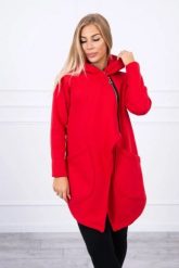 Bluza ocieplana z asymetrycznym suwakiem czerwona. Czerwone bluzy z kapturem damskie KESI, l, z bawełny. Za 238.37 zł.