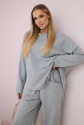 Komplet bawełniany bluza + spodnie szary. Szare bluzy bez kaptura damskie KESI, l, z bawełny. Za 284.37 zł.