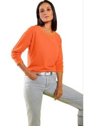 Heine Sweter w kolorze pomarańczowym rozmiar: 44. Pomarańczowe swetry klasyczne damskie Heine, bez kołnierzyka. Za 68.95 zł.