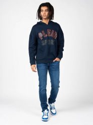 Plein Sport Bluza | FIPS220 | Mężczyzna | Granatowy. Niebieskie bluzy bez kaptura męskie Plein Sport, bez wzorów, z bawełny, sportowe, bez kołnierzyka, bez ramiączek. W wyprzedaży za 349.00 zł.