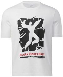 Reebok T-shirt m19ski Human Rights Now! 100% bawe42na. Białe t-shirty męskie Reebok, na lato, m, bez wzorów, z bawełny, bez kołnierzyka. Za 171.99 zł.