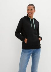 Bluza z kapturem z czystej bawełny organicznej. Czarne bluzy z kapturem damskie bonprix, z bawełny. Za 124.99 zł.