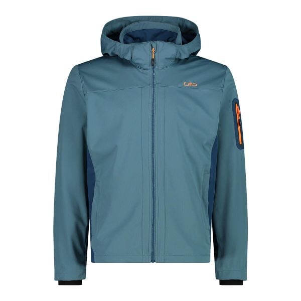 Kurtka turystyczna z kapturem CMP. Białe kurtki męskie CMP, bez wzorów, z softshellu, sportowe, z kapturem. Za 389.30 zł.