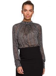 Stylove Bluzka w kolorze czarnym ze wzorem rozmiar: XXL. Czarne bluzki damskie Stylove, xxl, bez wzorów, bez kołnierzyka, bez ramiączek. Za 178.79 zł.