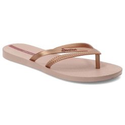 Różowe Japonki Ipanema Letnie Obuwie Damskie. Czerwone klapki damskie Ipanema, bez wzorów, z materiału, bez obcasa. Za 72.99 zł.