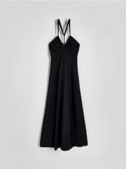 Sukienka maxi z wiskozy - czarny. Czarne sukienki damskie Reserved, l, bez wzorów, z wiskozy, bez kołnierzyka, bez ramiączek, maxi, rozkloszowane. W wyprzedaży za 99.99 zł.