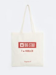 Torba bawełniana unisex Kielce 102. Białe torebki klasyczne damskie Big Star, z aplikacjami, z bawełny, z nadrukiem, bez dodatków. Za 4.99 zł.