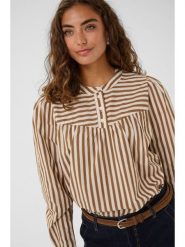 CULTURE Bluzka w kolorze karmelowo-białym rozmiar: XL. Brązowe bluzki damskie Culture, xl, bez wzorów, bez kołnierzyka, bez ramiączek. Za 139.20 zł.