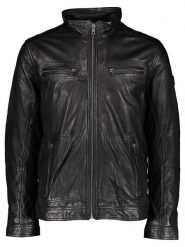 Bugatti Skórzana kurtka w kolorze czarnym rozmiar: 52. Czarne kurtki męskie Bugatti, bez wzorów, ze skóry, bez kaptura. Za 891.99 zł.