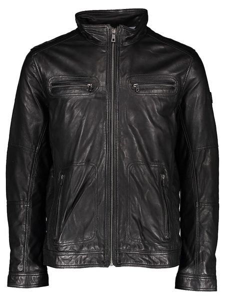 Bugatti Skórzana kurtka w kolorze czarnym rozmiar: 52. Czarne kurtki męskie Bugatti, bez wzorów, ze skóry, bez kaptura. Za 891.99 zł.