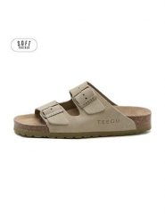 Teegu Skórzane klapki w kolorze khaki rozmiar: 41. Brązowe klapki damskie teegu, bez wzorów, bez obcasa. Za 195.99 zł.