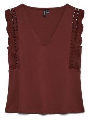 Vero Moda Bluzka w kolorze bordowym rozmiar: XL. Czerwone bluzki damskie Vero Moda, xl, bez wzorów, z bawełny, bez kołnierzyka, bez ramiączek. Za 80.52 zł.
