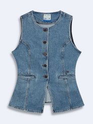 LTB Kamizelka dżinsowa "Diora" w kolorze niebieskim rozmiar: XL. Niebieskie kamizelki damskie LTB, xl. Za 135.49 zł.