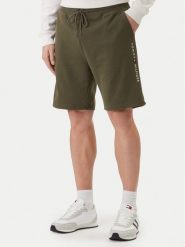 Tommy Hilfiger Szorty sportowe UM0UM03452 Zielony Regular Fit. Zielone szorty męskie Tommy Hilfiger, bez wzorów, z bawełny, sportowe. Za 209.99 zł.