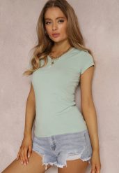 Miętowy T-shirt Mirasura. Zielone t-shirty damskie Renee, xl, bez wzorów, z dzianiny, bez kołnierzyka. Za 24.99 zł.