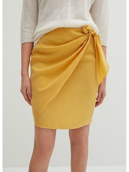 STEFANEL Spódnica w kolorze żółtym rozmiar: 38. Żółte spódniczki damskie Stefanel, bez wzorów, mini, proste. Za 126.75 zł.
