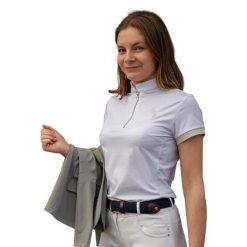 Dziewczęca konkursowa koszulka polo Flags&Cup Andria. Białe koszulki dziewczęce FLAGS&CUP, l, bez wzorów, z jersey, bez ramiączek. Za 217.50 zł.