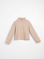 Miękka bluza z domieszką wiskozy - brązowy. Brązowe bluzy bez kaptura damskie Sinsay, l, z wiskozy. Za 59.99 zł.