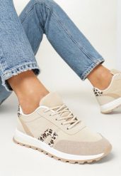 Beżowe Buty Sneakersy Sznurowane Yerotte. Brązowe buty sportowe na co dzień damskie Born2be, bez wzorów. Za 79.99 zł.