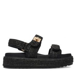 Sandały Steve Madden. Czarne sandały damskie Steve Madden, bez wzorów, bez obcasa, na płaskiej podeszwie. Za 559.99 zł.