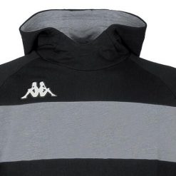 Bluza z kapturem Kappa Daccio. Czarne bluzy sportowe męskie Kappa, bez wzorów, z bawełny, sportowe, bez kołnierzyka, bez ramiączek. W wyprzedaży za 165.85 zł.