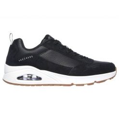 Buty Skechers Uno Stacre 52468-BKW czarne. Czarne buty sportowe na co dzień męskie z materiału, bez zapięcia. Za 510.68 zł.