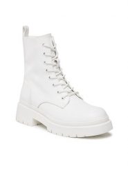 Jenny Fairy Trzewiki HZ90107-2 Biały. Białe botki damskie Jenny Fairy, ze skóry, bez obcasa, na płaskiej podeszwie, bez zapięcia. Za 143.99 zł.