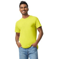 Ciężka Bawełniana Koszulka Unisex Dla Dorosłych. Zielone bluzki damskie Gildan, xl, bez wzorów, z bawełny, bez kołnierzyka. Za 37.99 zł.