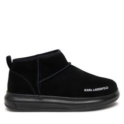 Botki KARL LAGERFELD. Czarne botki damskie Karl Lagerfeld, bez obcasa, na płaskiej podeszwie, bez zapięcia. Za 639.99 zł.