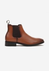Brązowe Wsuwane Botki Sztyblety Enaros. Brązowe buty zimowe męskie Born2be, bez zapięcia. Za 129.99 zł.