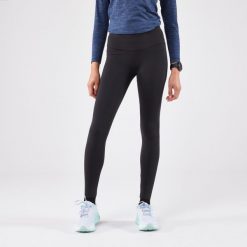 Legginsy do biegania damskie Kiprun Run 500 Warm ocieplane. Zielone legginsy damskie KIPRUN, l, bez wzorów, z elastanu. Za 139.99 zł.