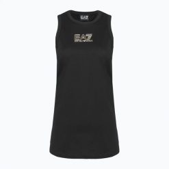 Koszulka damska EA7 Emporio Armani Train Visibility Tank. Czarne topy sportowe damskie EA7 Emporio Armani, l, bez wzorów, z bawełny, bez ramiączek. Za 199.99 zł.