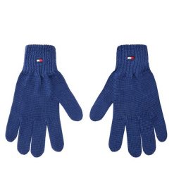 Rękawiczki dziecięce Tommy Hilfiger. Niebieskie rękawiczki dziecięce Tommy Hilfiger, z dzianiny, bez ramiączek. Za 129.99 zł.