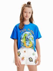 Desigual T-Shirt 23SBTK09 Niebieski Regular Fit. Niebieskie t-shirty chłopięce Desigual, bez wzorów, z bawełny, bez ramiączek. Za 139.99 zł.