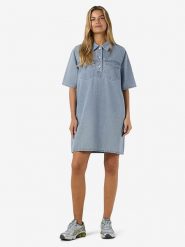 Noisy may Sukienka dżinsowa "Indie" w kolorze błękitnym rozmiar: XL. Niebieskie sukienki damskie Noisy may, xl, bez wzorów, z bawełny, bez kołnierzyka, bez ramiączek, mini. Za 127.95 zł.