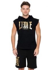 Męska złota bluza bez rękawów z kapturem. Czarne bluzy sportowe męskie LEONE 1947 APPAREL, bez wzorów, bez kołnierzyka, bez ramiączek. Za 265.23 zł.
