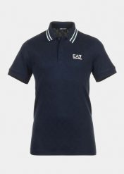 Koszulka polo męska EA7 Emporio Armani sportowa granatowa (6DPF14-PJZSZ-1562). Niebieskie koszulki polo męskie EA7, l, bez wzorów, bez ramiączek. Za 309.00 zł.