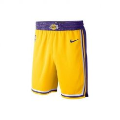 Spodnie koszykarskie męskie Nike Nba Los Angeles Lakers Swingman. Żółte szorty męskie Nike, bez wzorów, sportowe. Za 387.00 zł.