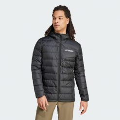 Kurtka Terrex Multi Light Down Hooded. Czarne kurtki męskie Adidas, s, bez wzorów, z materiału, sportowe, bez kaptura. W wyprzedaży za 497.25 zł.