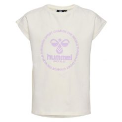 Koszulka dla dziewczynki Hummel Jumpy. Białe koszulki dziewczęce HUMMEL, bez wzorów, z dżerseju, bez ramiączek. Za 132.00 zł.