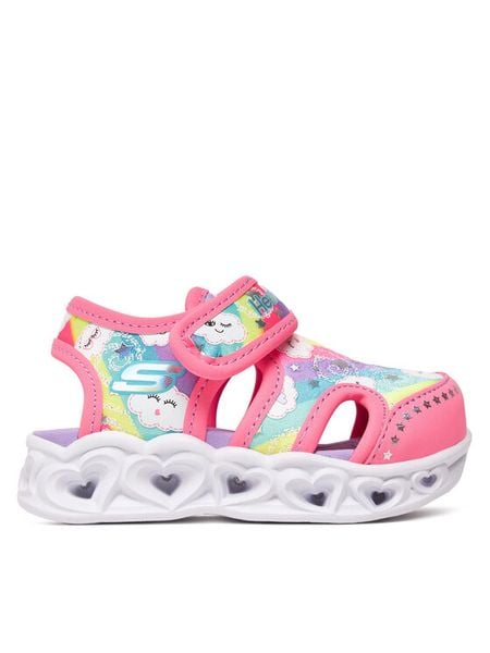 Skechers Sandały Heart Lights Sandals-Cutie Clouds 302977N/HPMT Różowy. Czerwone sandały dziewczęce Skechers, z materiału, bez zapięcia. Za 199.99 zł.